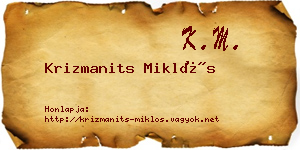 Krizmanits Miklós névjegykártya