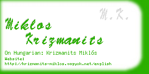 miklos krizmanits business card